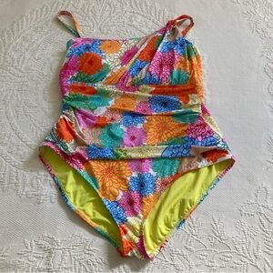 Bleu Rod Beattie swimsuit colorful floral one piece size 20W